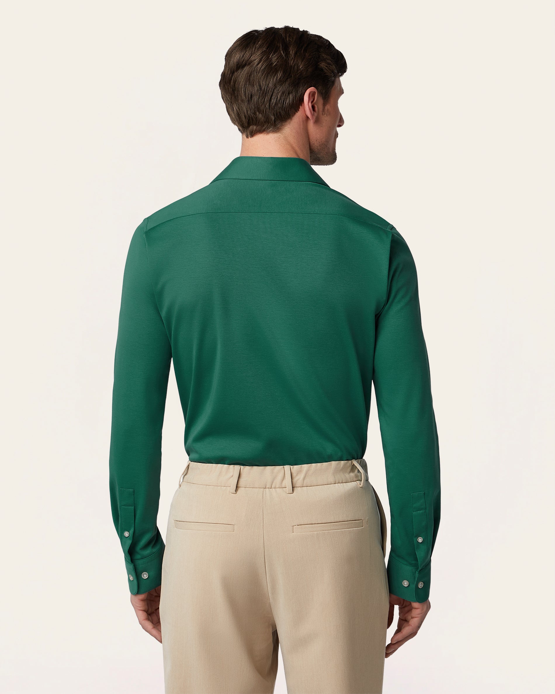 Knitted non-iron shirt North Sea Green
