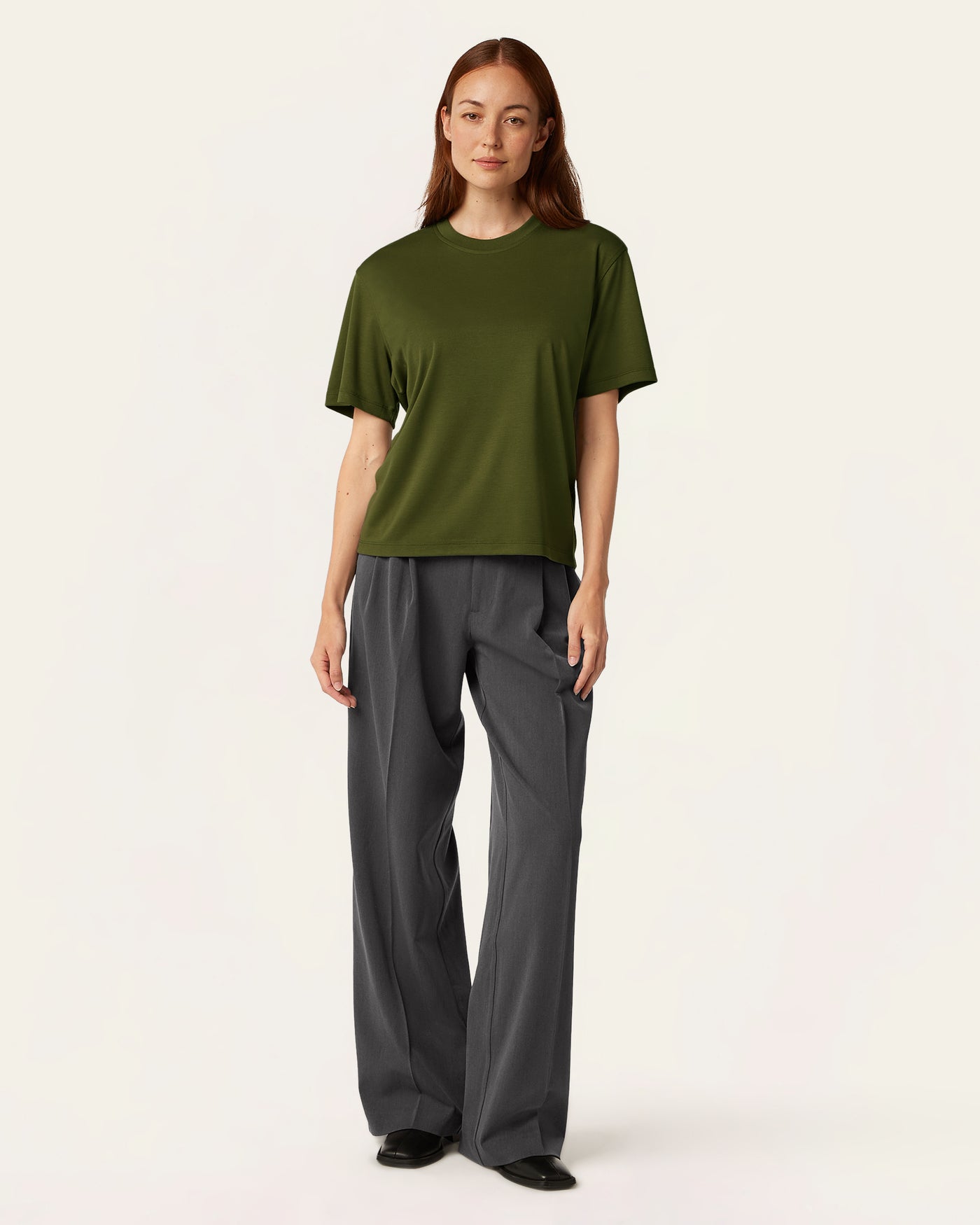 Interlock Boxy Fit T-shirt - Olive