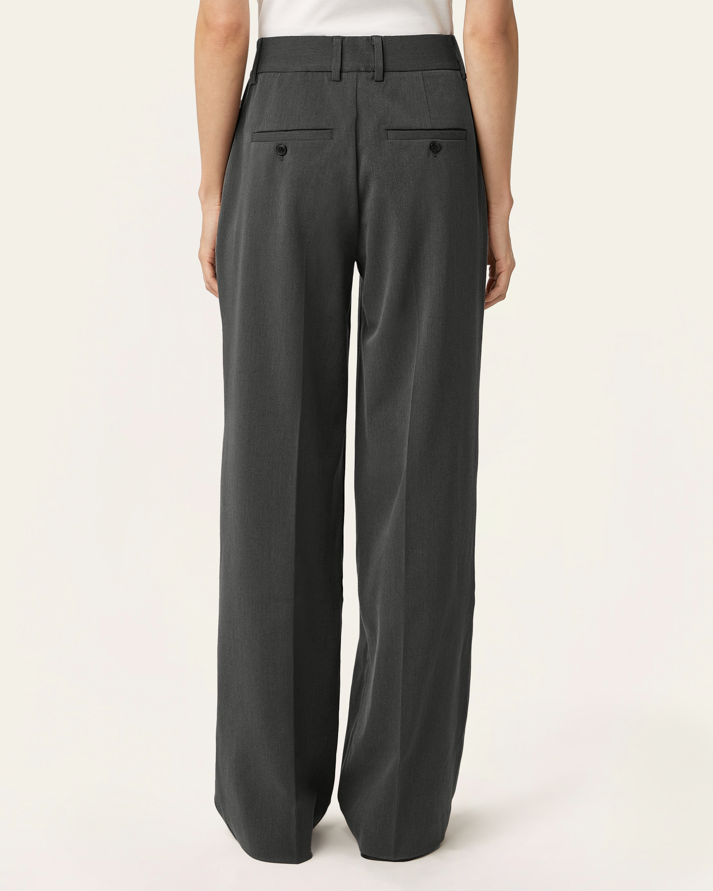 Pleated Signature Wide Pants - Dark Grey