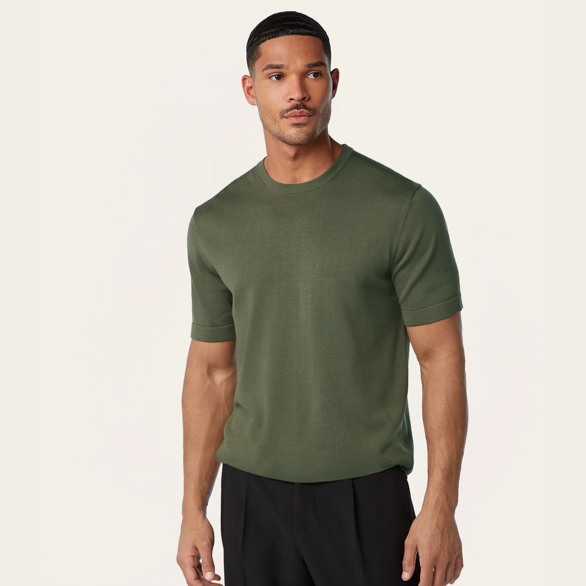 Knitted t-shirt Dark Olive