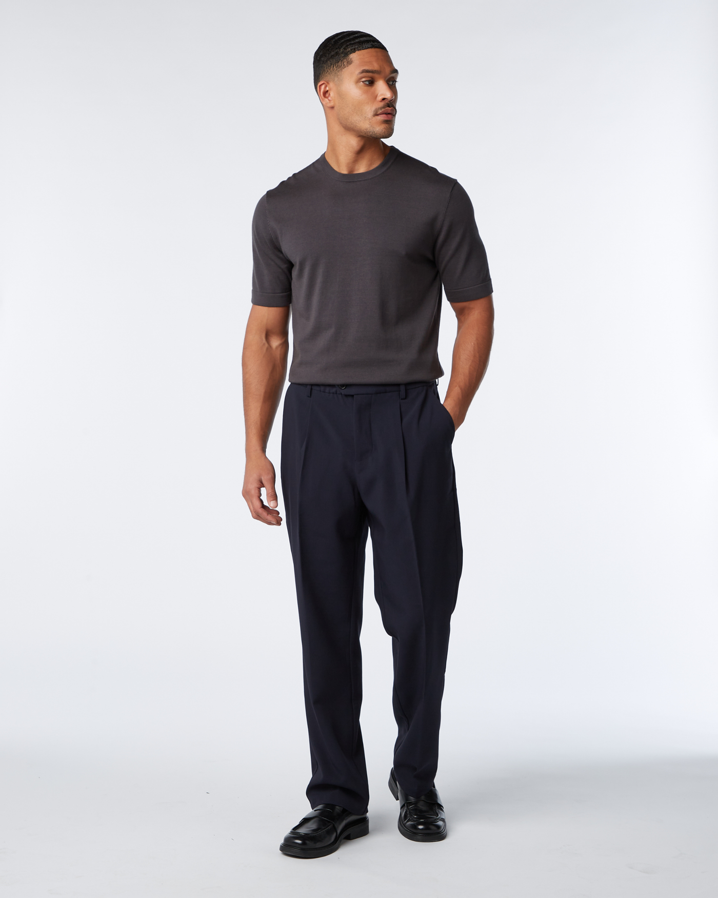 Knitted t-shirt Dark grey