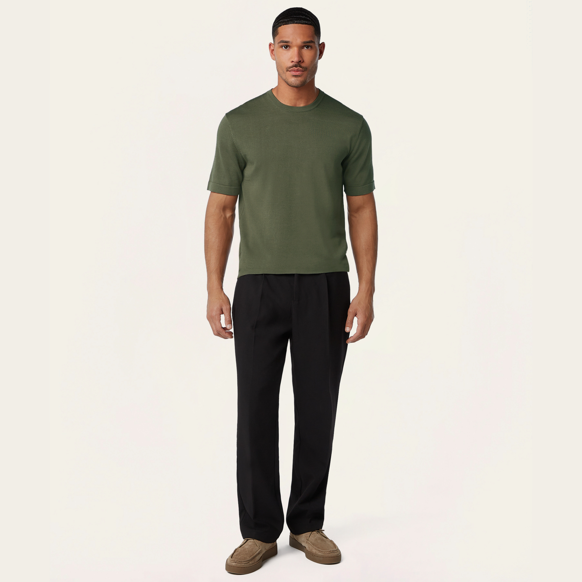 Knitted t-shirt Dark Olive