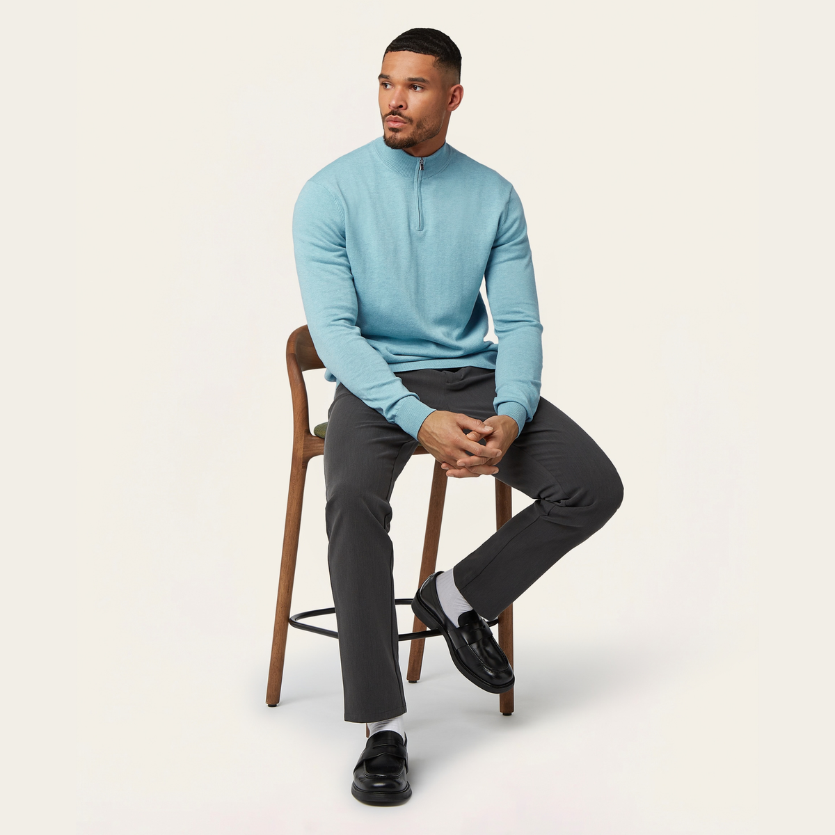Seawool Half Zip Light Blue