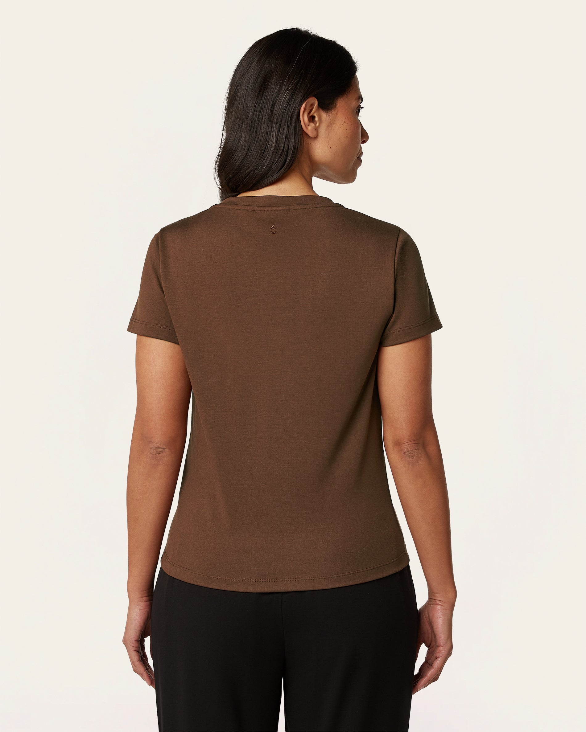Interlock V-neck Slim Fit T-shirt - Brown