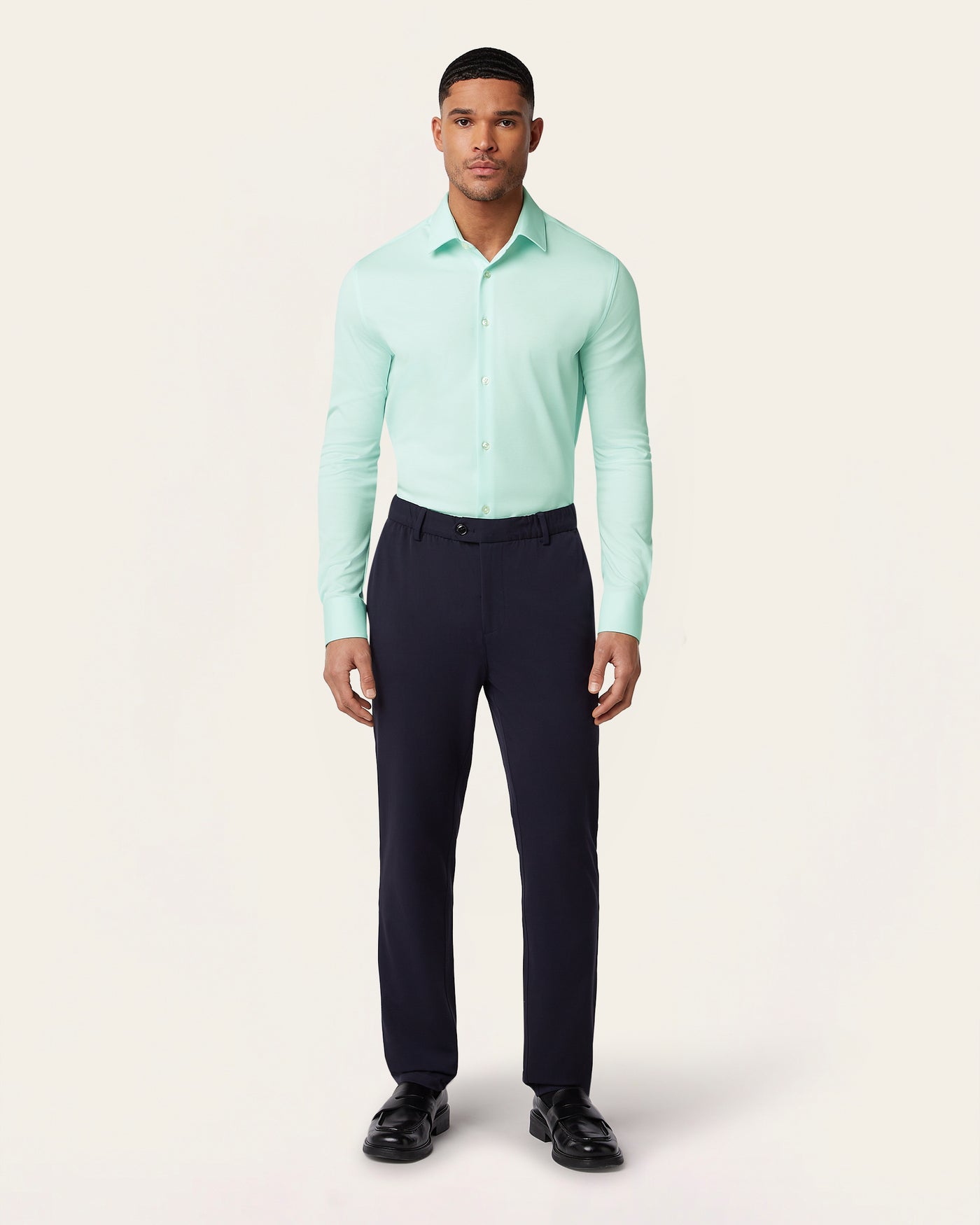 Knitted non-iron shirt Jade Green