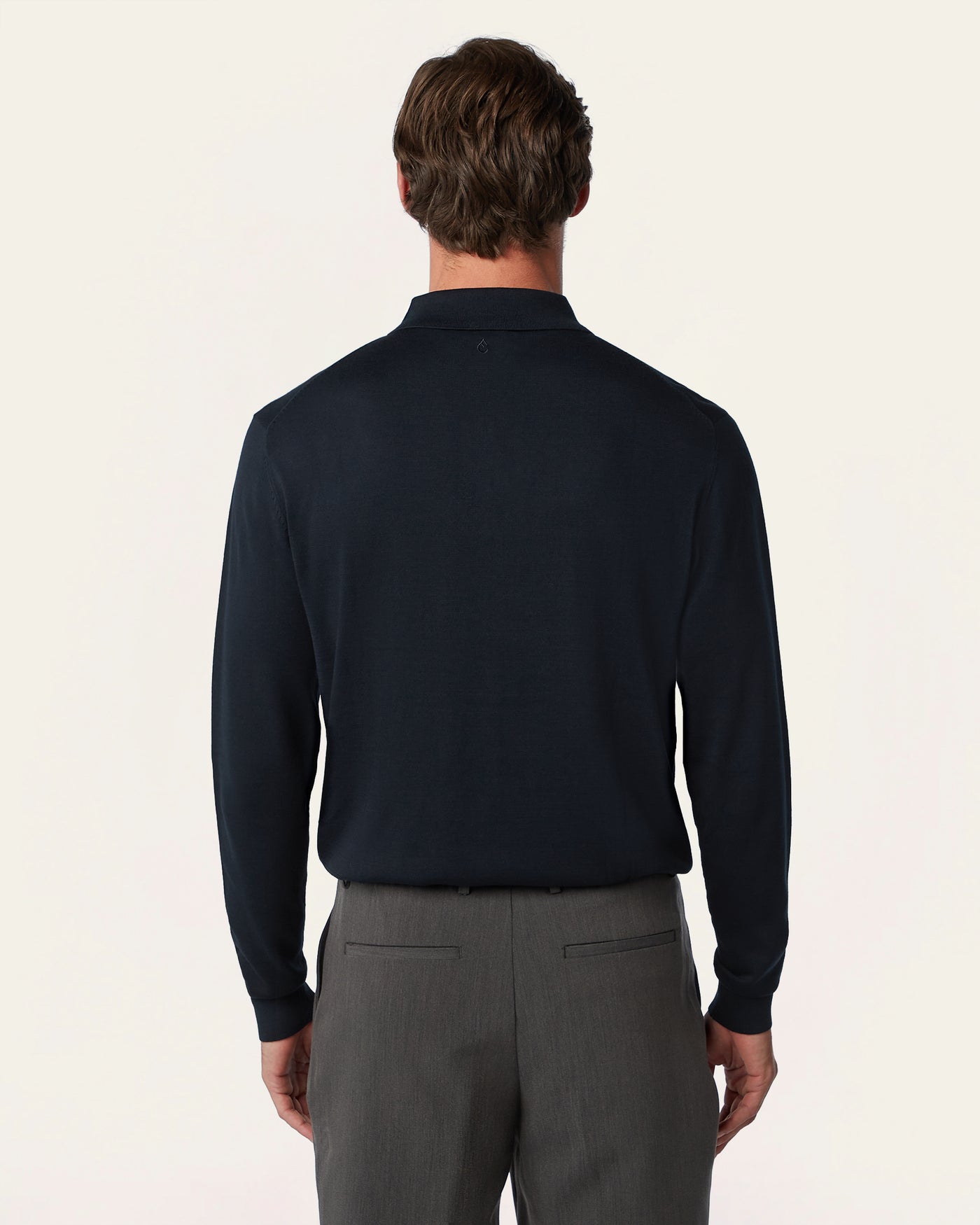 Knitted Long-sleeve Polo Navy