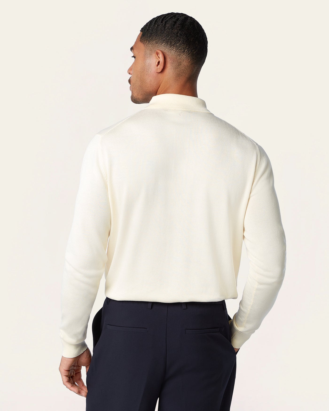 Knitted Long-sleeve Polo Off-white