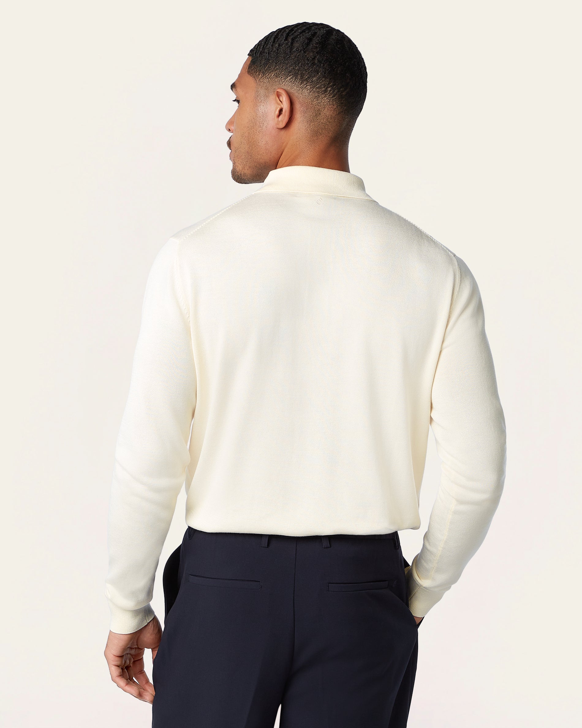 Knitted Long-sleeve Polo Off-white