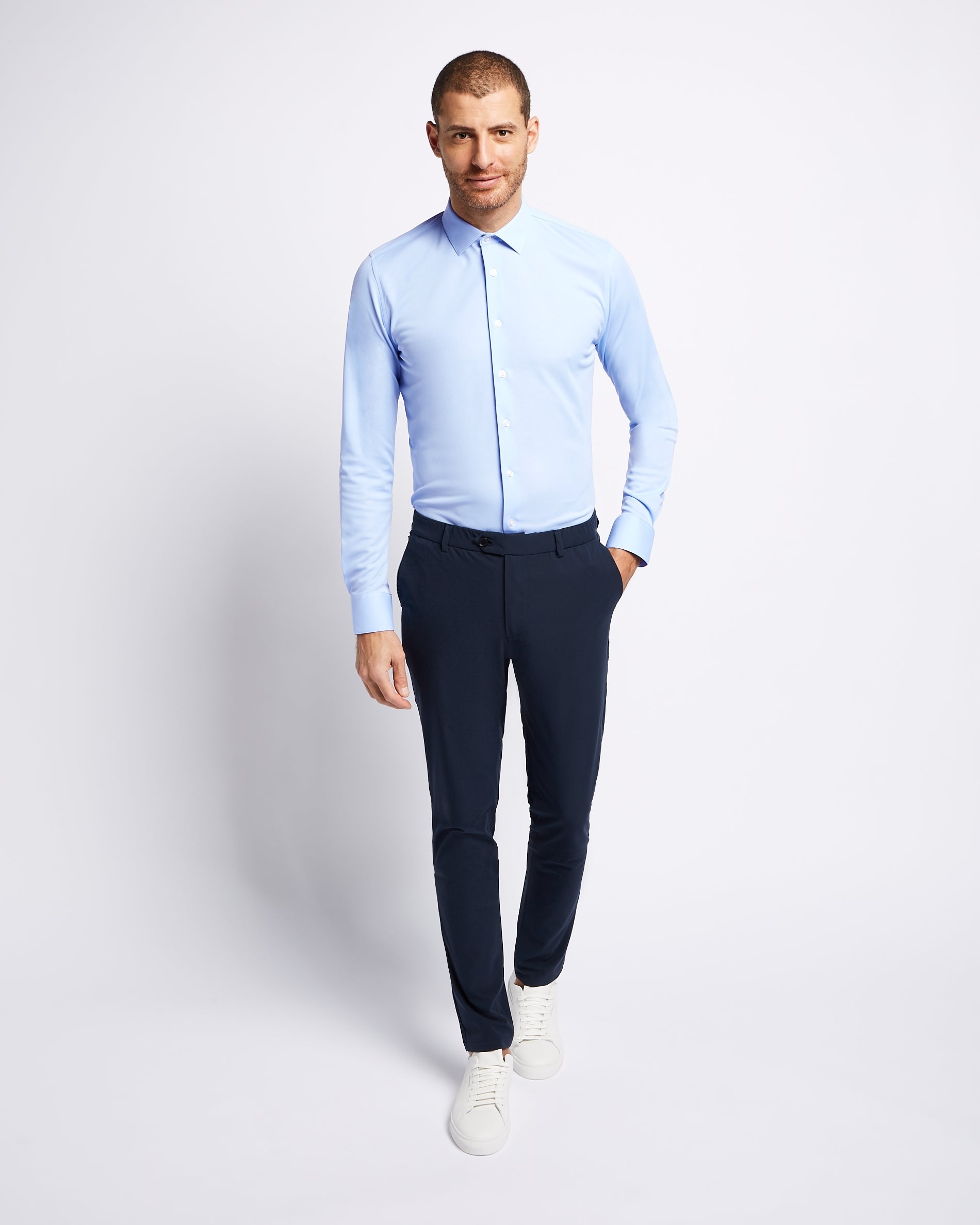 Prior Tech: Non-iron stretch shirt blue